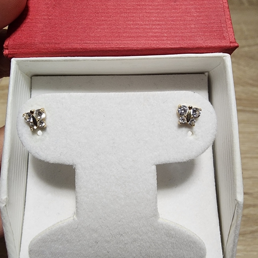 14k Yellow Gold Butterfly Studs